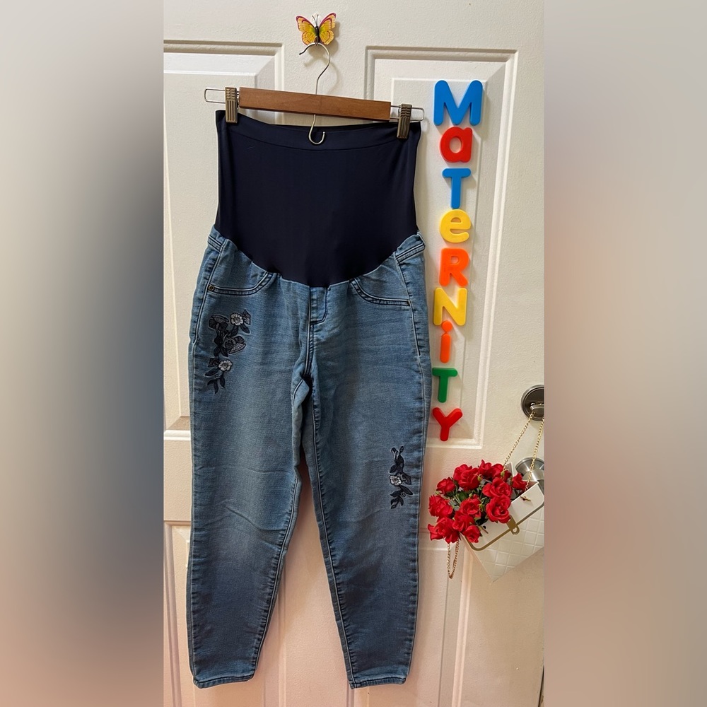 Ladies maternity 10 a:glow jegging embroidery flowers pants